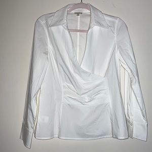 Talbots Faux Wrap white blouse size 14 petite